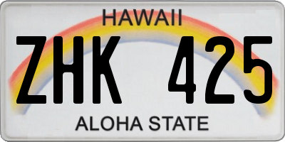 HI license plate ZHK425