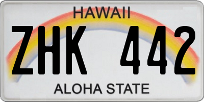 HI license plate ZHK442