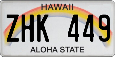 HI license plate ZHK449