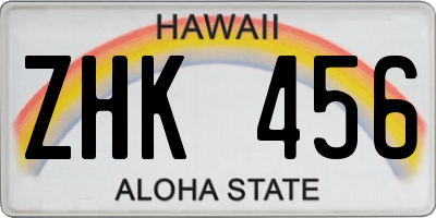 HI license plate ZHK456