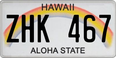 HI license plate ZHK467