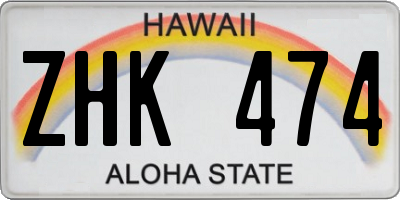 HI license plate ZHK474