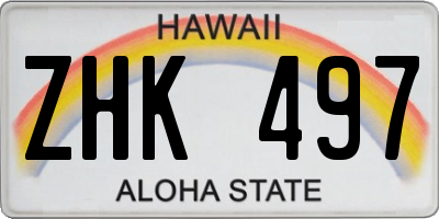 HI license plate ZHK497