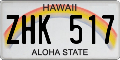 HI license plate ZHK517