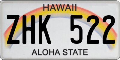 HI license plate ZHK522