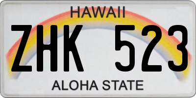 HI license plate ZHK523