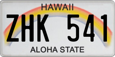 HI license plate ZHK541
