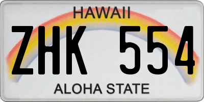 HI license plate ZHK554