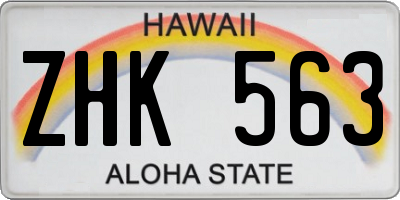 HI license plate ZHK563