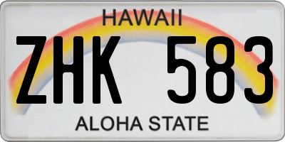 HI license plate ZHK583
