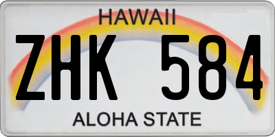 HI license plate ZHK584
