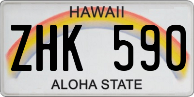 HI license plate ZHK590
