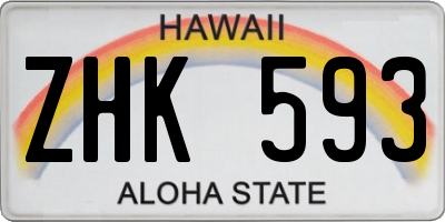 HI license plate ZHK593