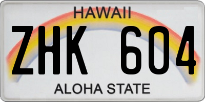 HI license plate ZHK604