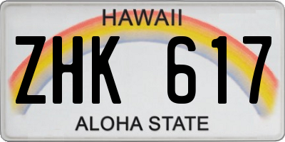 HI license plate ZHK617