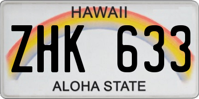 HI license plate ZHK633