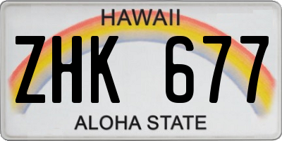 HI license plate ZHK677