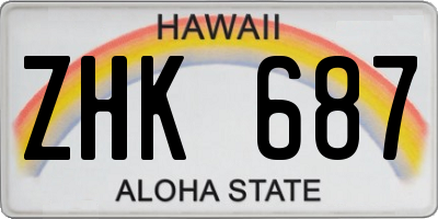 HI license plate ZHK687
