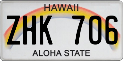 HI license plate ZHK706
