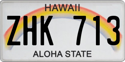 HI license plate ZHK713