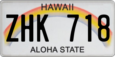 HI license plate ZHK718