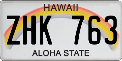 HI license plate ZHK763