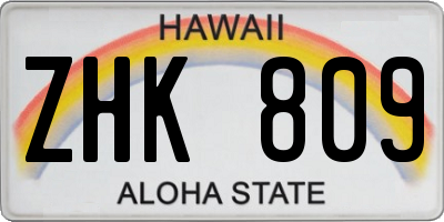 HI license plate ZHK809