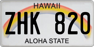 HI license plate ZHK820