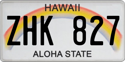 HI license plate ZHK827