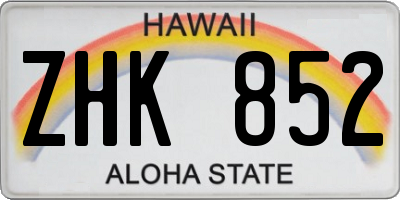 HI license plate ZHK852