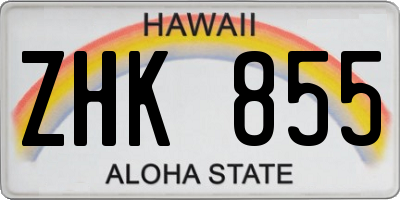 HI license plate ZHK855