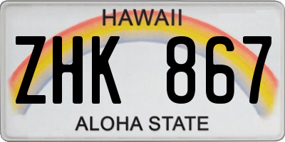 HI license plate ZHK867