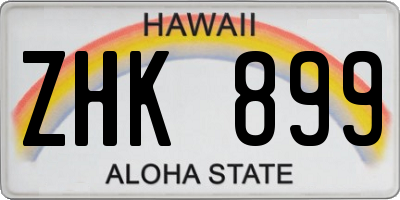 HI license plate ZHK899