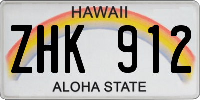 HI license plate ZHK912