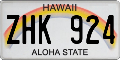 HI license plate ZHK924