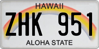 HI license plate ZHK951