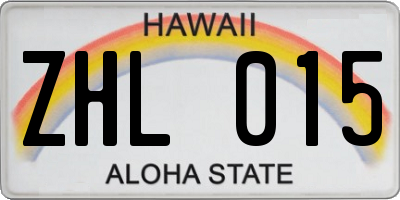 HI license plate ZHL015