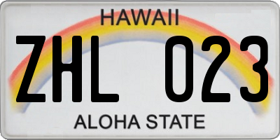 HI license plate ZHL023