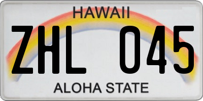 HI license plate ZHL045