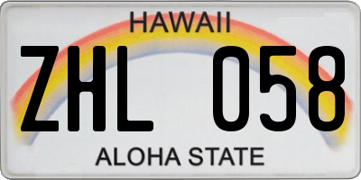 HI license plate ZHL058