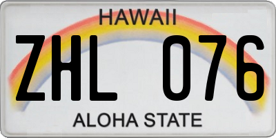 HI license plate ZHL076