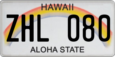 HI license plate ZHL080