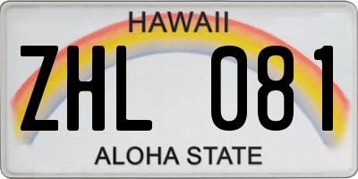 HI license plate ZHL081