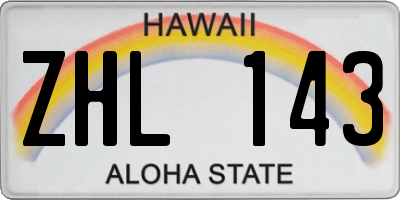 HI license plate ZHL143
