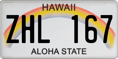 HI license plate ZHL167