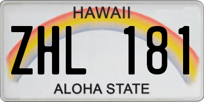 HI license plate ZHL181