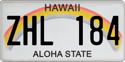 HI license plate ZHL184