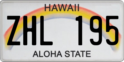 HI license plate ZHL195