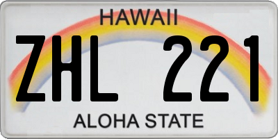 HI license plate ZHL221