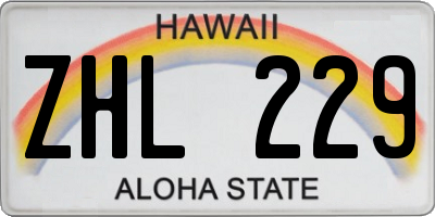 HI license plate ZHL229